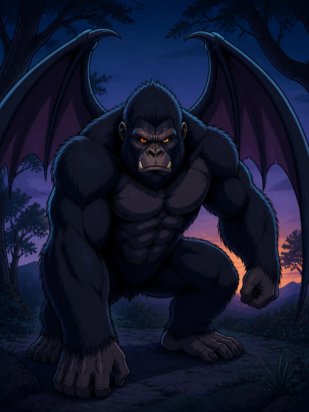 Jetson, a huge muscular gorilla-like Rebob with visible fangs and bat wings